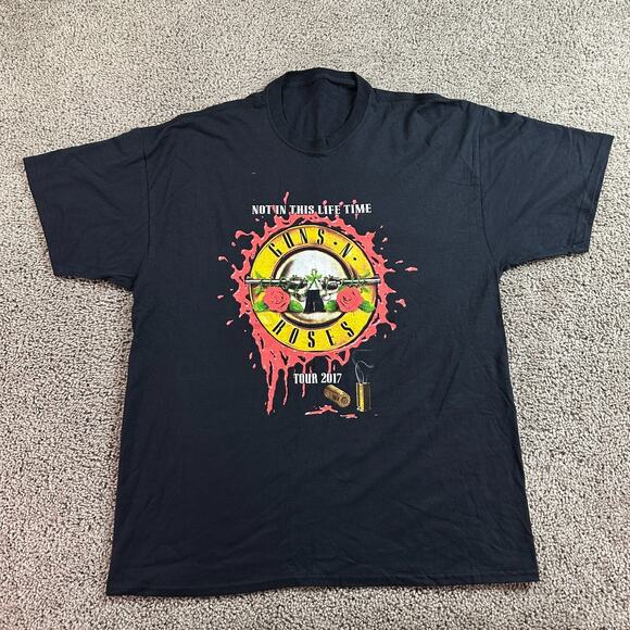 Guns N Roses Shirt Mens XL Black 2017 Not In The Life Time Concert Tour Skull - Picture 3 of 12